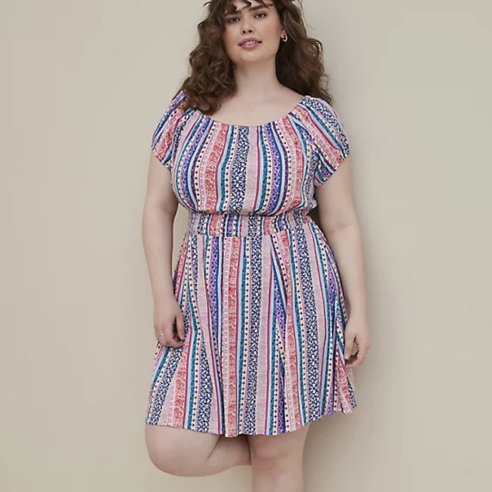 Smocked Off-Shoulder Dress